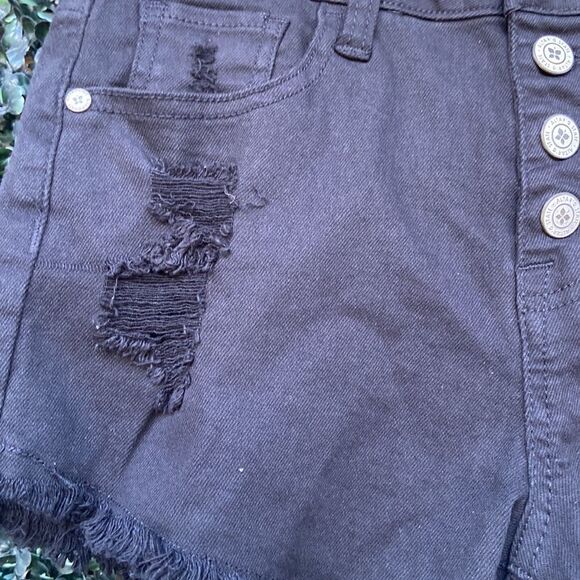Altard State Sz 25 1 Distressed Button Fly Cutoff distressed Shorts Black - Picture 2 of 7